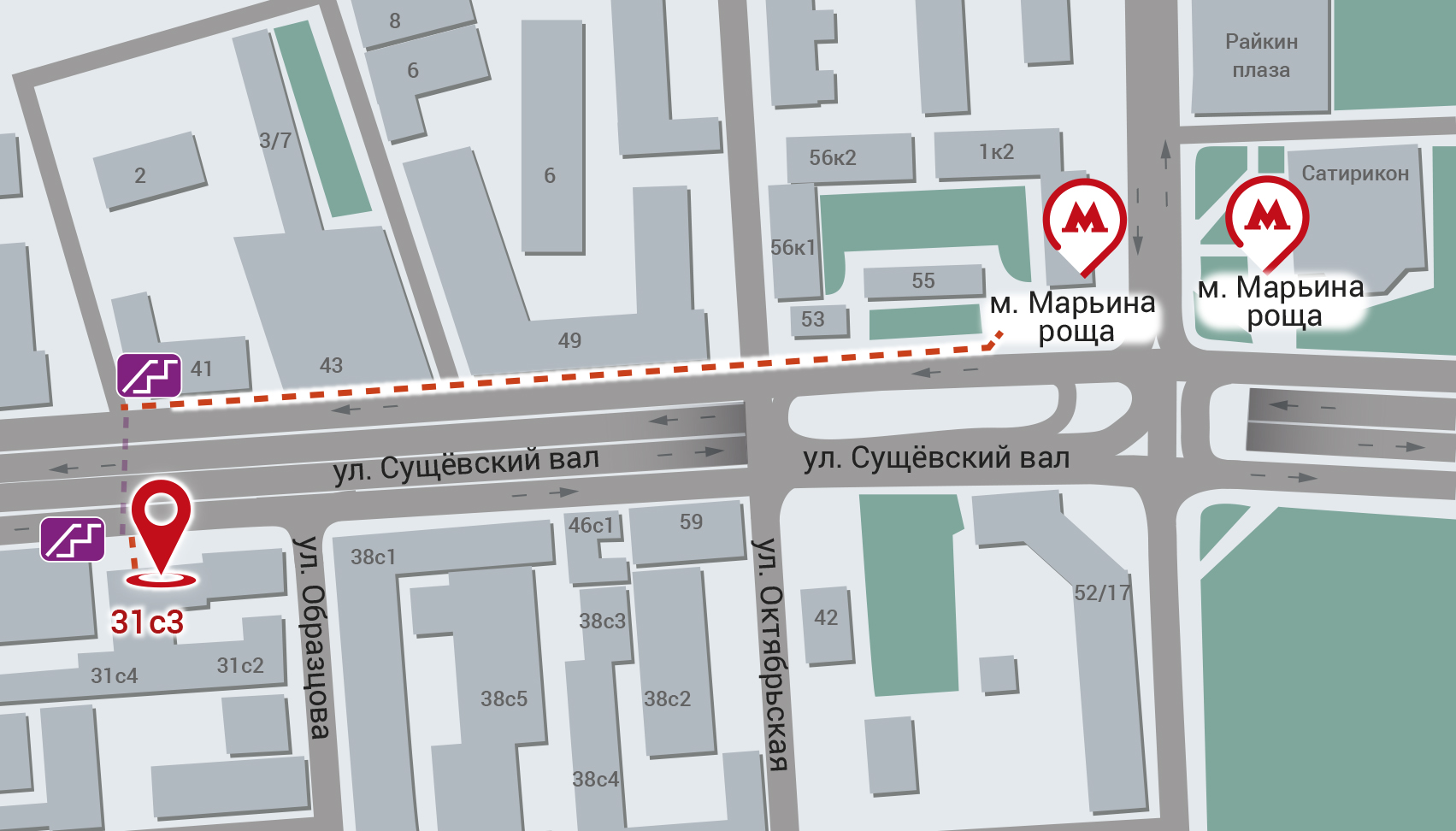 Схема прохода до компании СпецИнт (Образцова)